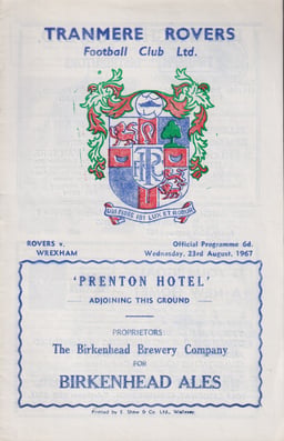 Tranmere Rovers v Wrexham Match Programme 1967-08-23